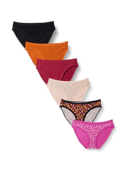 Amazon Essentials Other - Women’s 6-Pack Cotton Bikini Underwear L Black, Orange, Red, Cream, Floral, Pink
